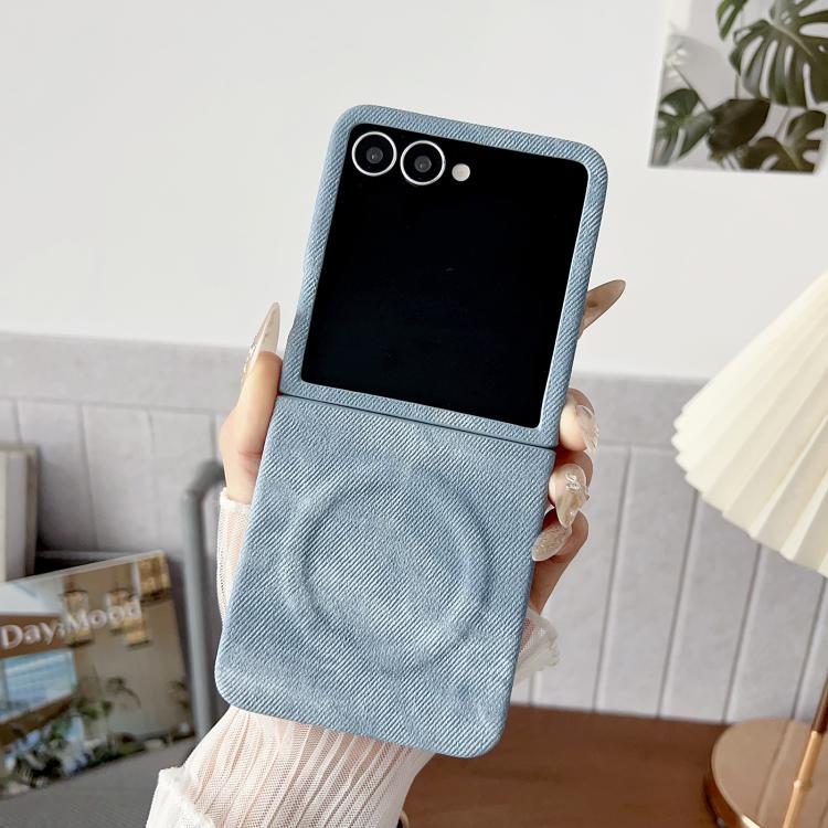 For Samsung Galaxy Z Flip5 5G Denim MagSafe Magnetic PC + PU Phone Case