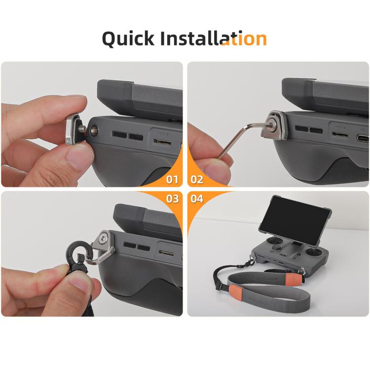 For DJI RC 2 / 1 / Pro 2 / 1 Sunnylife GS014 Multi-Purpose Lanyard with CNC Aluminum Buckle - Grey