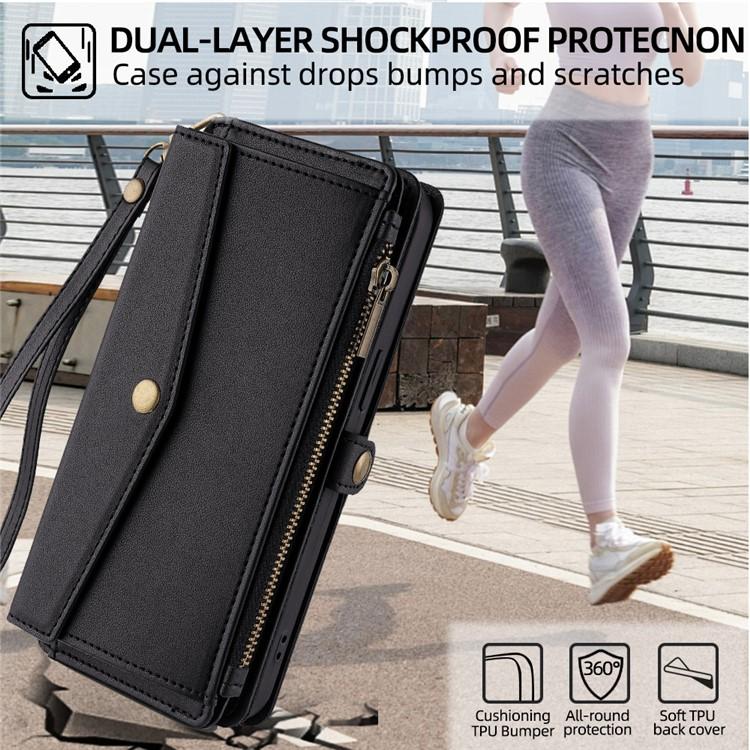 For Honor Magic8 Zipper Wallet Side Buckle Crossbody Lanyard Leather Phone Case