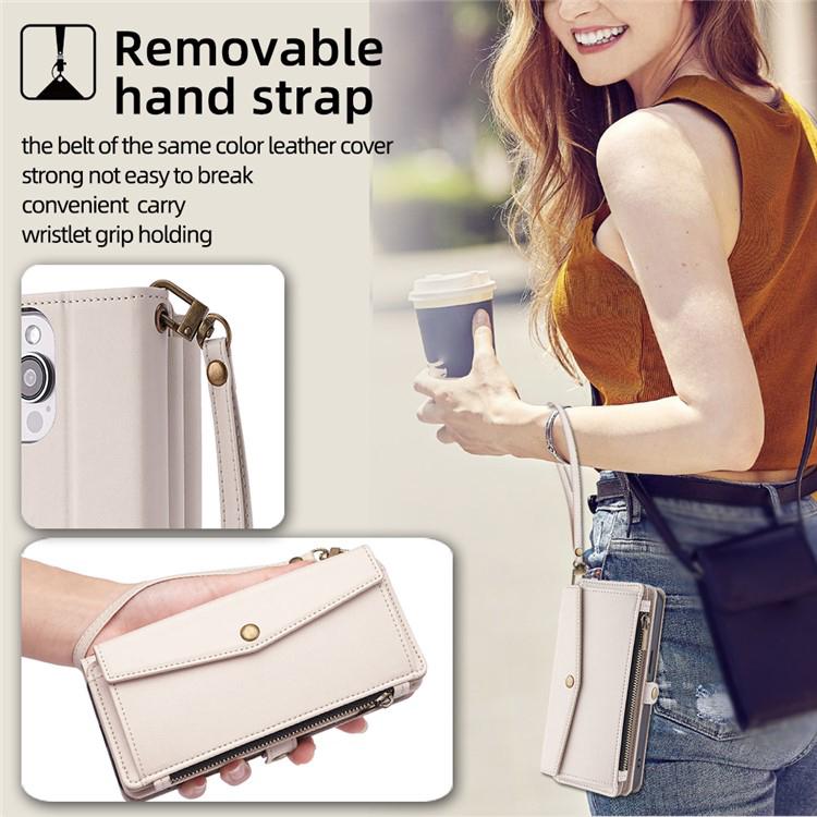 For Sharp Aqous wish5 Zipper Wallet Side Buckle Crossbody Lanyard Leather Phone Case