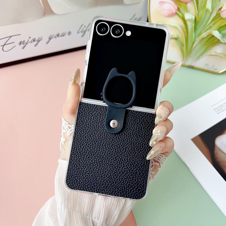 For Samsung Galaxy Z Flip7 5G Transparent Frame Jelly PU + PC Phone Case with Ring Holder