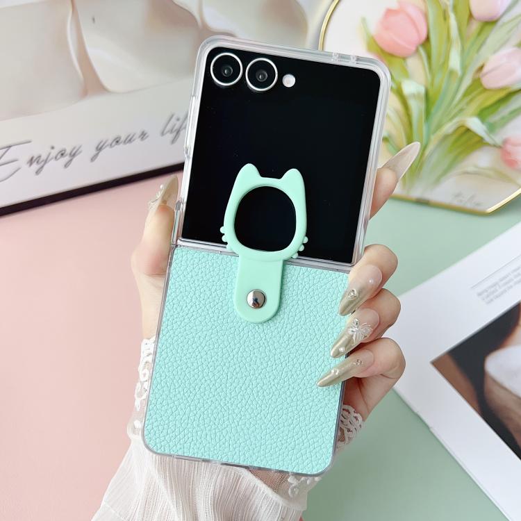 For Samsung Galaxy Z Flip7 5G Transparent Frame Jelly PU + PC Phone Case with Ring Holder