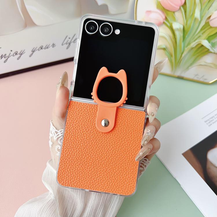 For Samsung Galaxy Z Flip7 5G Transparent Frame Jelly PU + PC Phone Case with Ring Holder