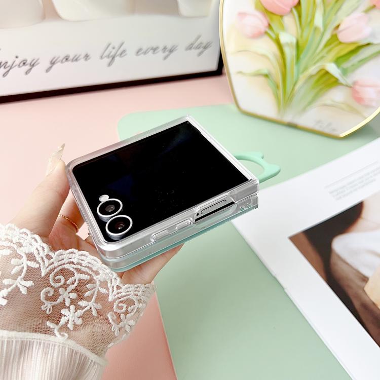 For Samsung Galaxy Z Flip7 5G Transparent Frame Jelly PU + PC Phone Case with Ring Holder