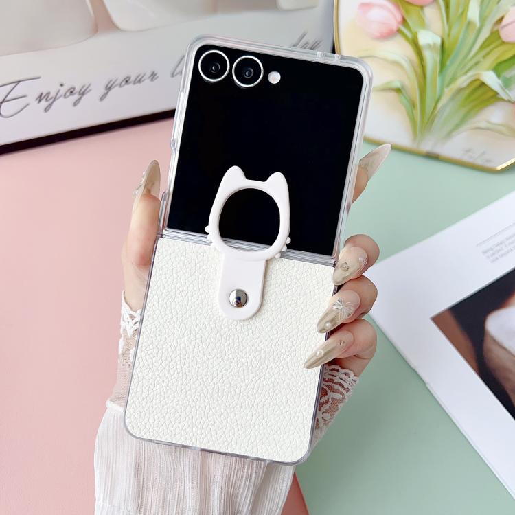 For Samsung Galaxy Z Flip6 5G / Z Flip7 FE Transparent Frame Jelly PU + PC Phone Case with Ring Holder