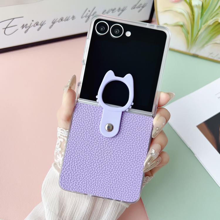 For Samsung Galaxy Z Flip6 5G / Z Flip7 FE Transparent Frame Jelly PU + PC Phone Case with Ring Holder