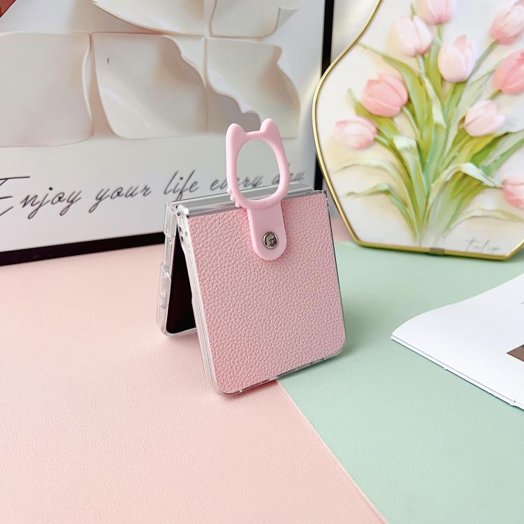For Samsung Galaxy Z Flip6 5G / Z Flip7 FE Transparent Frame Jelly PU + PC Phone Case with Ring Holder