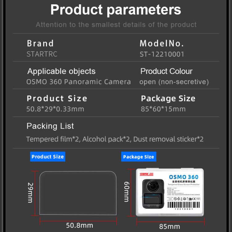 For DJI Osmo 360 STARTRC 2pcs HD Screen Tempered Glass Films - Transparent