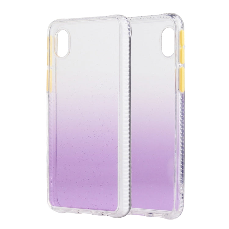 For Samsung Galaxy A01 Core Gradient Shockproof TPU + Acrylic Protective Case with Detachable Buttons