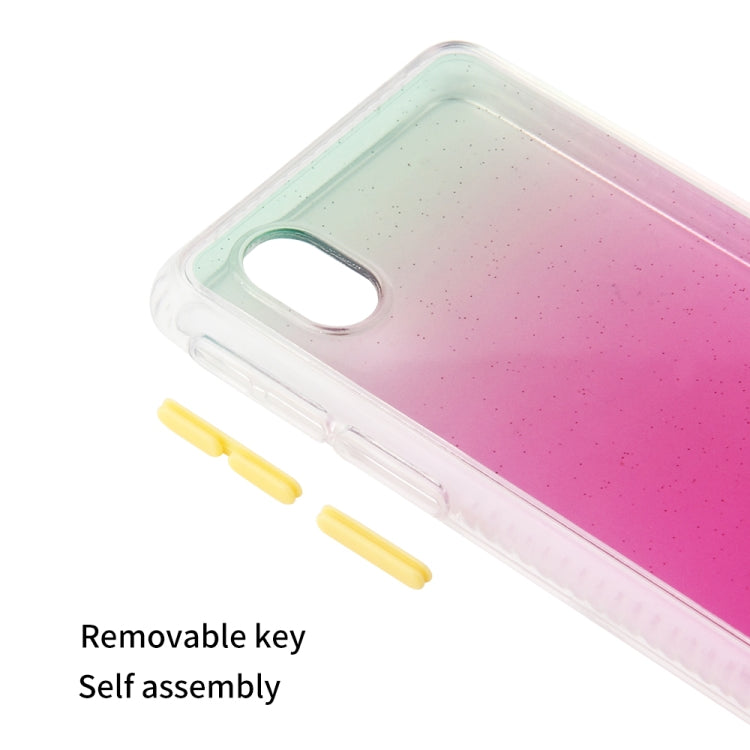 For Samsung Galaxy A01 Core Gradient Shockproof TPU + Acrylic Protective Case with Detachable Buttons