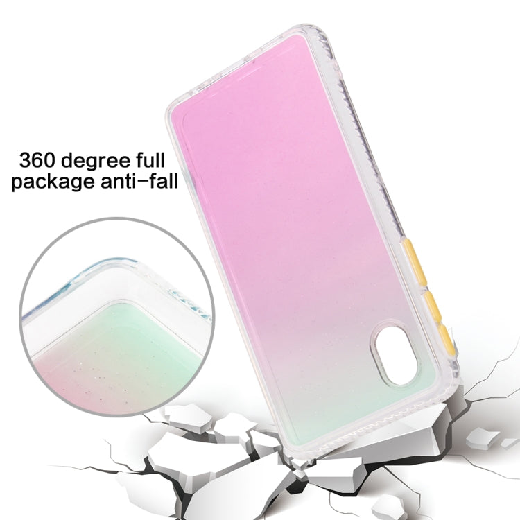 For Samsung Galaxy A01 Core Gradient Shockproof TPU + Acrylic Protective Case with Detachable Buttons