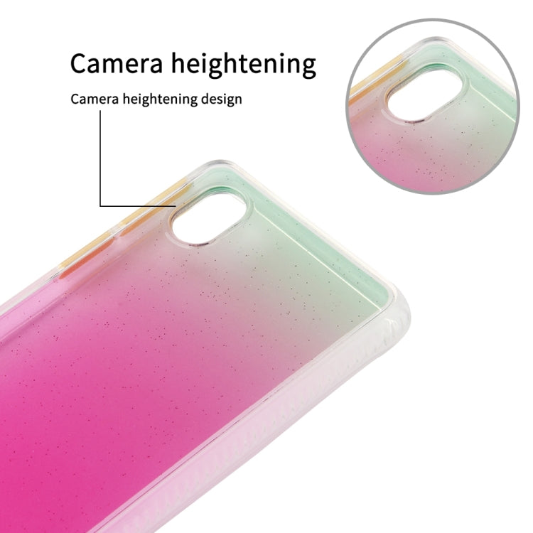 For Samsung Galaxy A01 Core Gradient Shockproof TPU + Acrylic Protective Case with Detachable Buttons