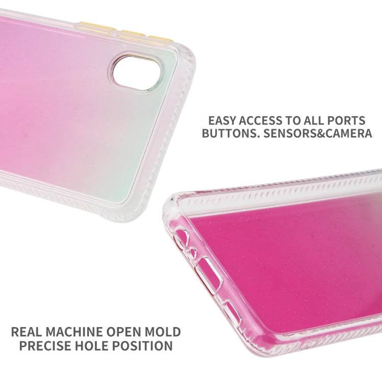 For Samsung Galaxy A01 Core Gradient Shockproof TPU + Acrylic Protective Case with Detachable Buttons