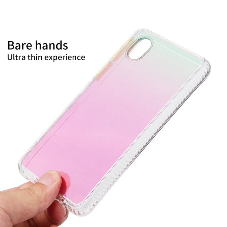 For Samsung Galaxy A01 Core Gradient Shockproof TPU + Acrylic Protective Case with Detachable Buttons