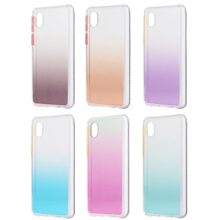 For Samsung Galaxy A01 Core Gradient Shockproof TPU + Acrylic Protective Case with Detachable Buttons