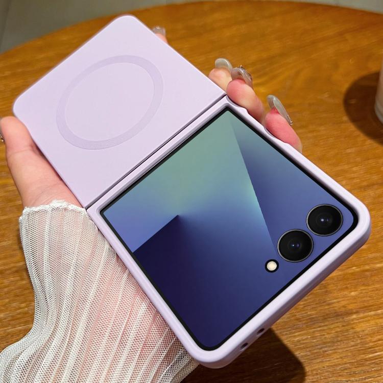 For Samsung Galaxy Z Flip7 5G Solid Color Liquid Silicone MagSafe Magnetic Phone Case