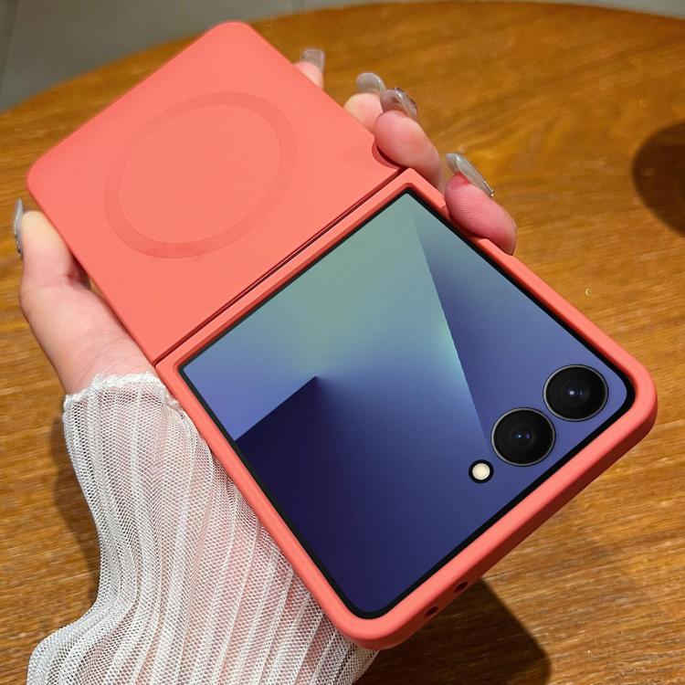 For Samsung Galaxy Z Flip7 5G Solid Color Liquid Silicone MagSafe Magnetic Phone Case