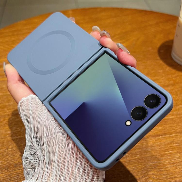 For Samsung Galaxy Z Flip7 5G Solid Color Liquid Silicone MagSafe Magnetic Phone Case