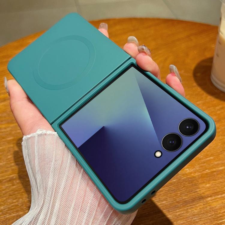 For Samsung Galaxy Z Flip7 5G Solid Color Liquid Silicone MagSafe Magnetic Phone Case