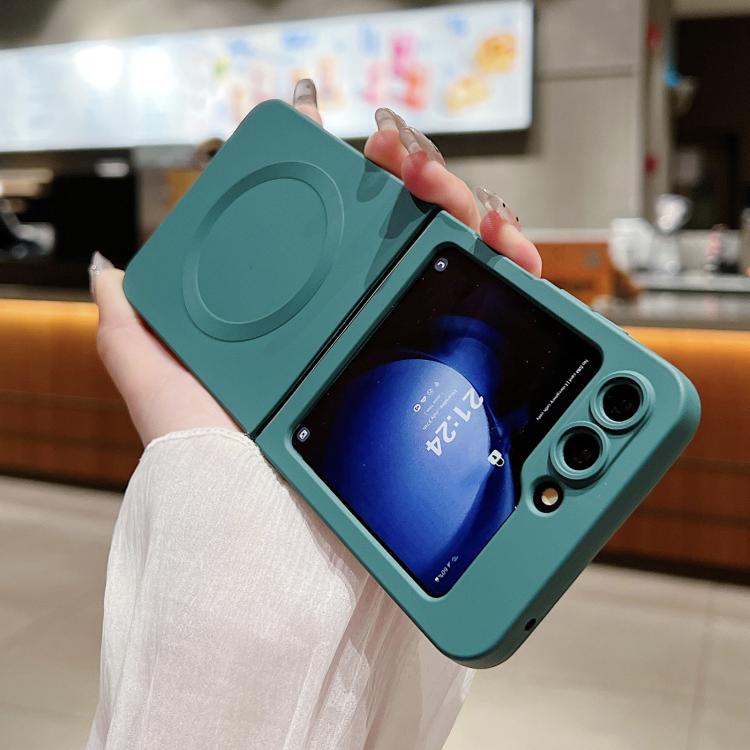 For Samsung Galaxy Z Flip6 5G Solid Color Liquid Silicone MagSafe Magnetic Phone Case