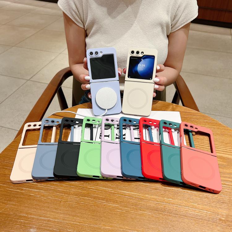 For Samsung Galaxy Z Flip7 5G Solid Color Liquid Silicone MagSafe Magnetic Phone Case