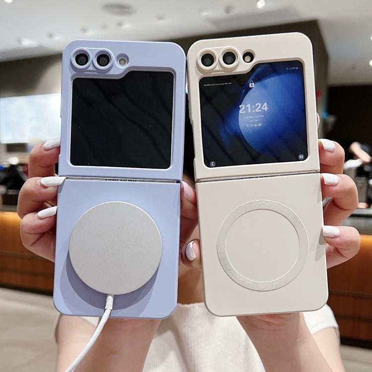 For Samsung Galaxy Z Flip7 5G Solid Color Liquid Silicone MagSafe Magnetic Phone Case