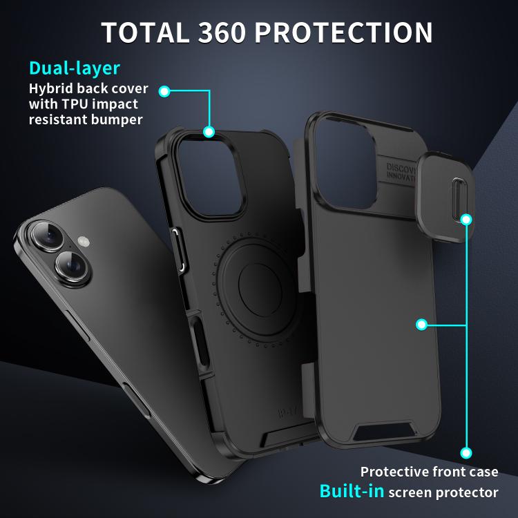 For iPhone 17 Sliding Camshield TPU + PC Phone Case