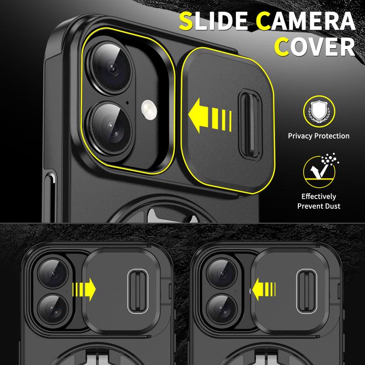 For iPhone 17 Sliding Camshield Ring Holder Phone Case