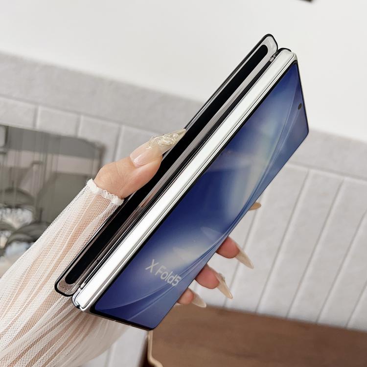 For vivo X Fold5 Folding Shaft Magsafe Plain Leather Phone Case