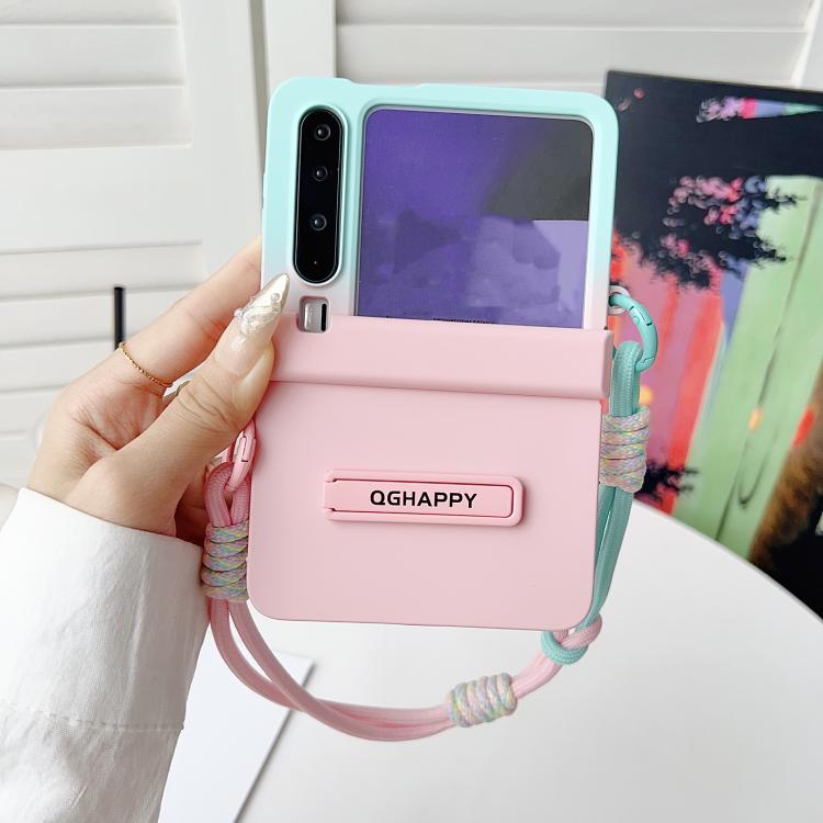 For Huawei Pura X Integrated TPU Side Buckle Bracket Phone Case with Bracelet