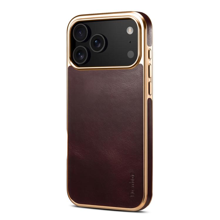 For iPhone 17 Pro Max Denior Oil Wax Leather Electroplating Phone Case