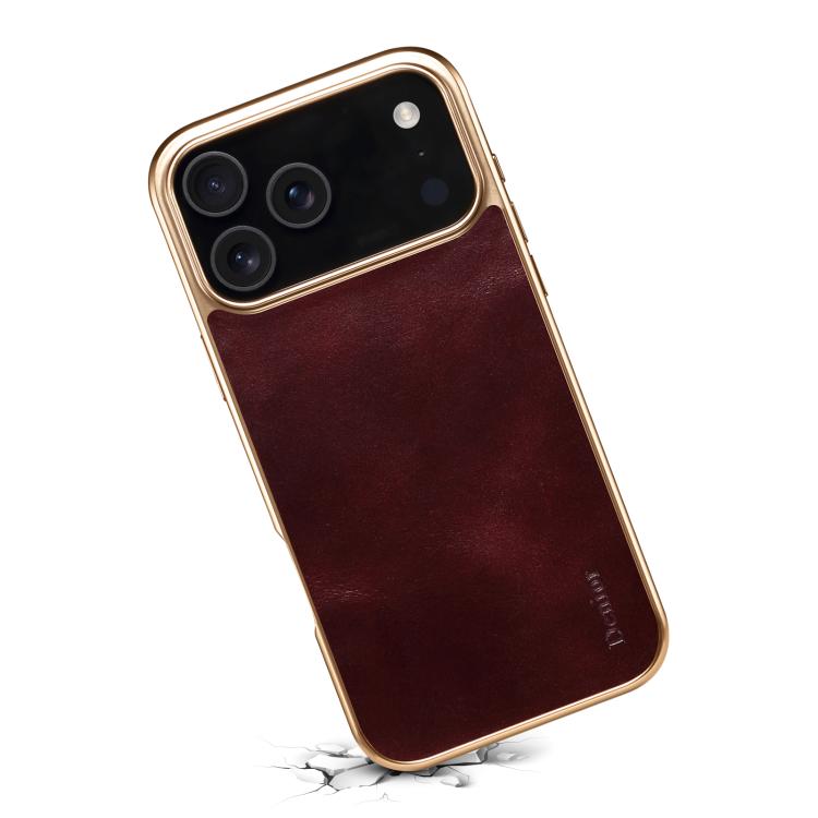 For iPhone 17 Pro Max Denior Oil Wax Leather Electroplating Phone Case