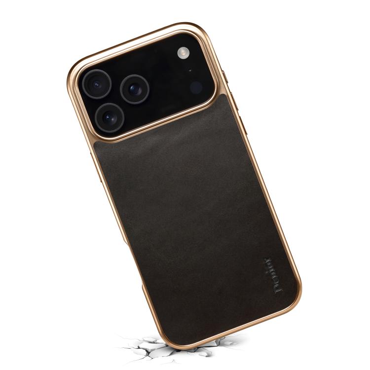 For iPhone 17 Pro Max Denior Oil Wax Leather Electroplating Phone Case