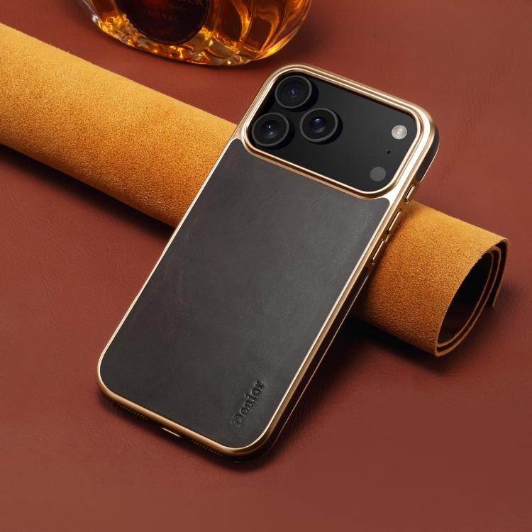 For iPhone 17 Pro Max Denior Oil Wax Leather Electroplating Phone Case