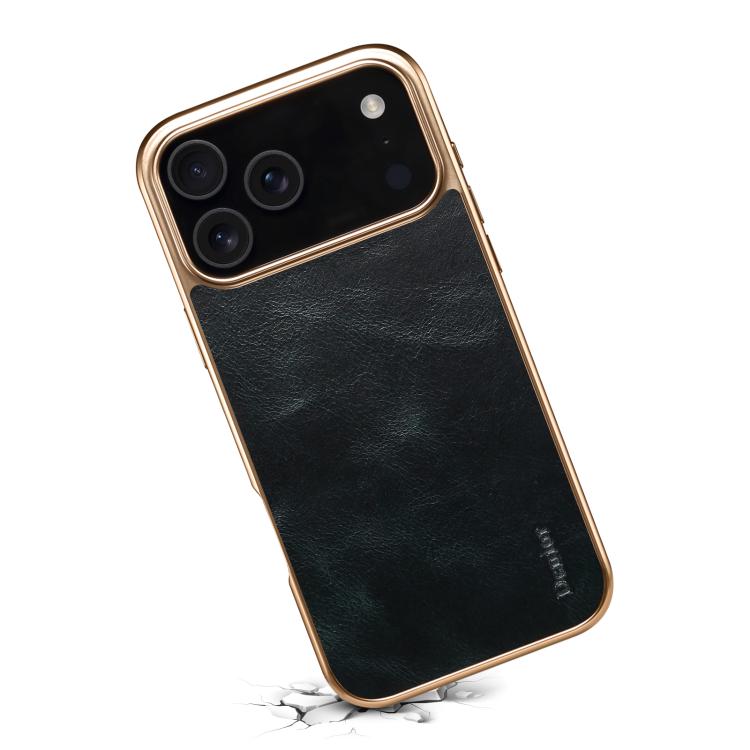 For iPhone 17 Pro Max Denior Oil Wax Leather Electroplating Phone Case