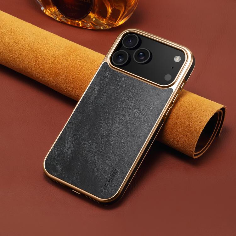 For iPhone 17 Pro Max Denior Oil Wax Leather Electroplating Phone Case