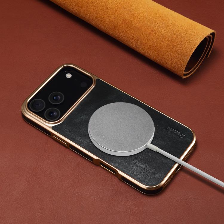 For iPhone 17 Pro Max Denior Oil Wax Leather Electroplating Phone Case