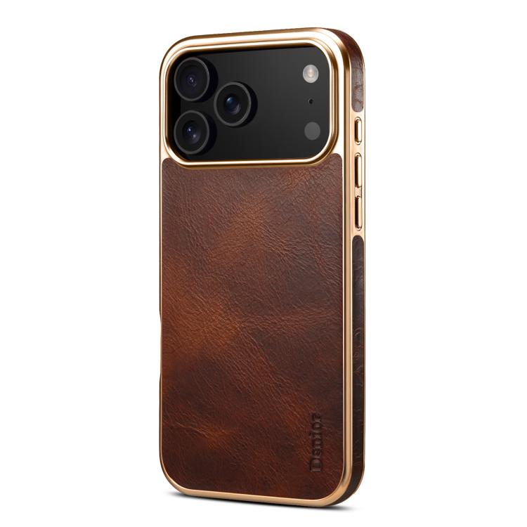 For iPhone 17 Pro Max Denior Oil Wax Leather Electroplating Phone Case