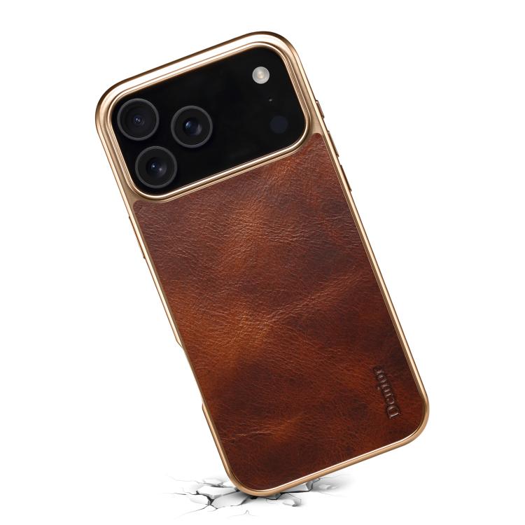 For iPhone 17 Pro Max Denior Oil Wax Leather Electroplating Phone Case