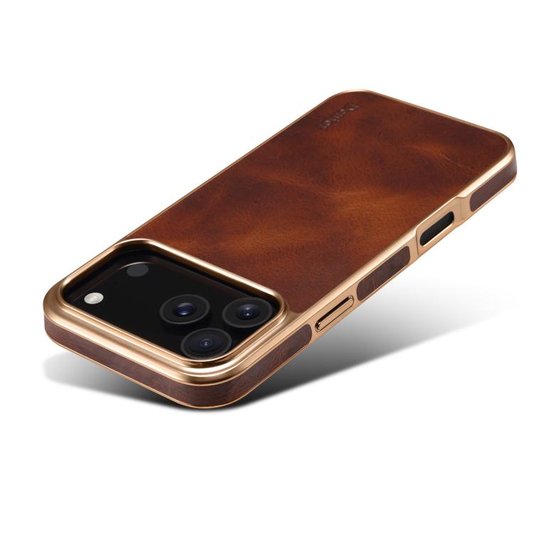 For iPhone 17 Pro Max Denior Oil Wax Leather Electroplating Phone Case
