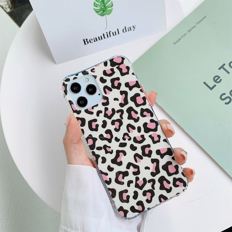 For iPhone 12 Pro Max Leopard Print Shockproof TPU + Acrylic Protective Case with Detachable Buttons