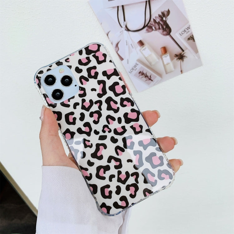 For iPhone 12 Pro Max Leopard Print Shockproof TPU + Acrylic Protective Case with Detachable Buttons
