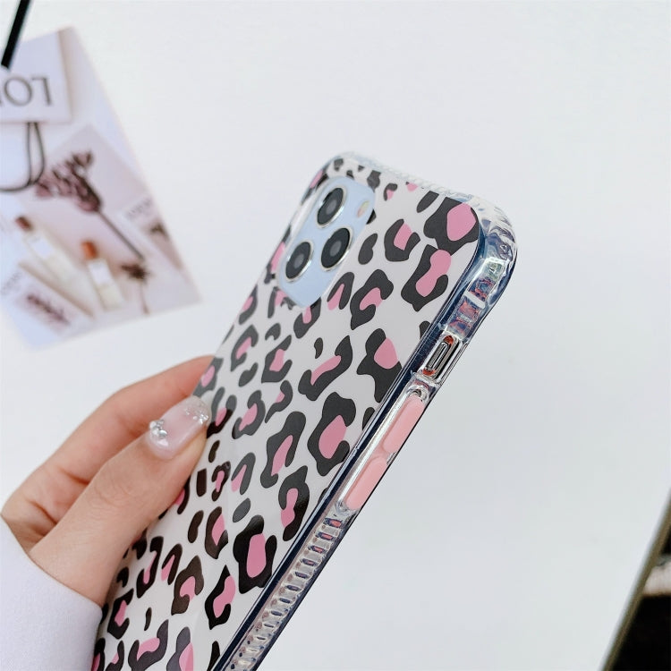 For iPhone 12 Pro Max Leopard Print Shockproof TPU + Acrylic Protective Case with Detachable Buttons