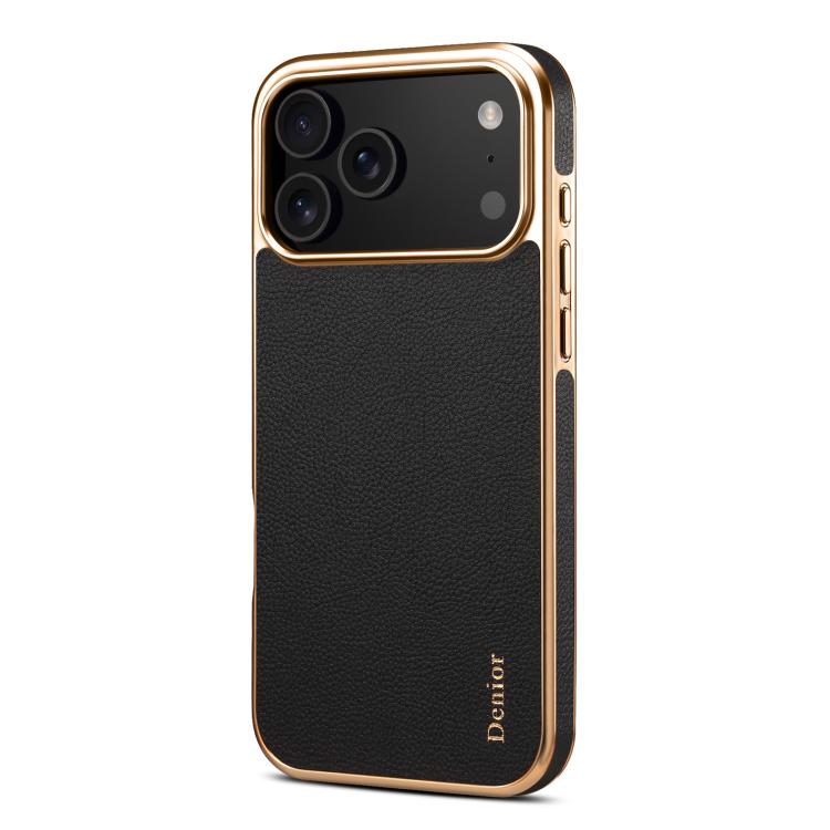 For iPhone 17 Pro Denior Cowhide Leather Plating Phone Case