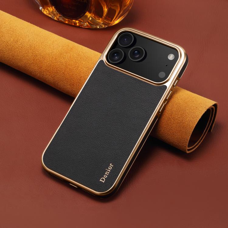 For iPhone 17 Pro Denior Cowhide Leather Plating Phone Case
