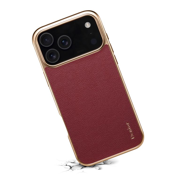 For iPhone 17 Pro Denior Cowhide Leather Plating Phone Case