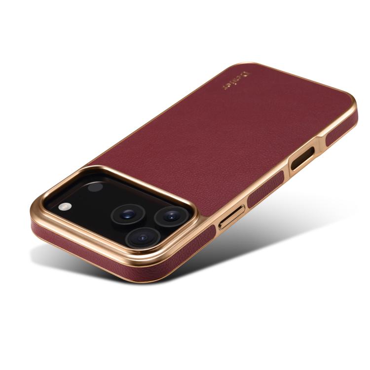 For iPhone 17 Pro Denior Cowhide Leather Plating Phone Case