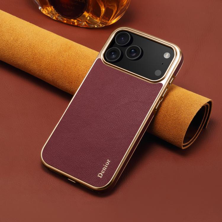 For iPhone 17 Pro Denior Cowhide Leather Plating Phone Case