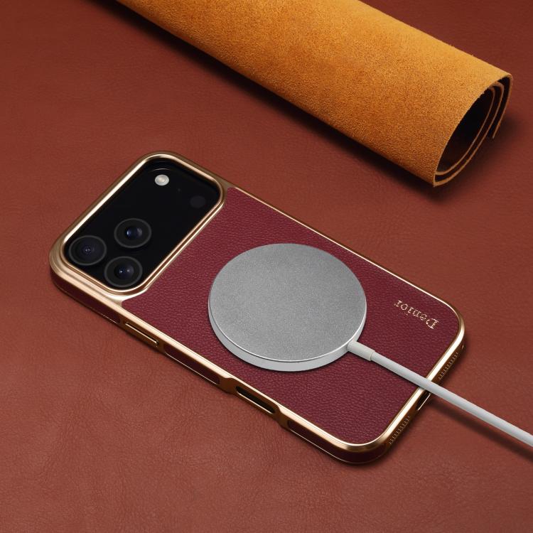 For iPhone 17 Pro Denior Cowhide Leather Plating Phone Case