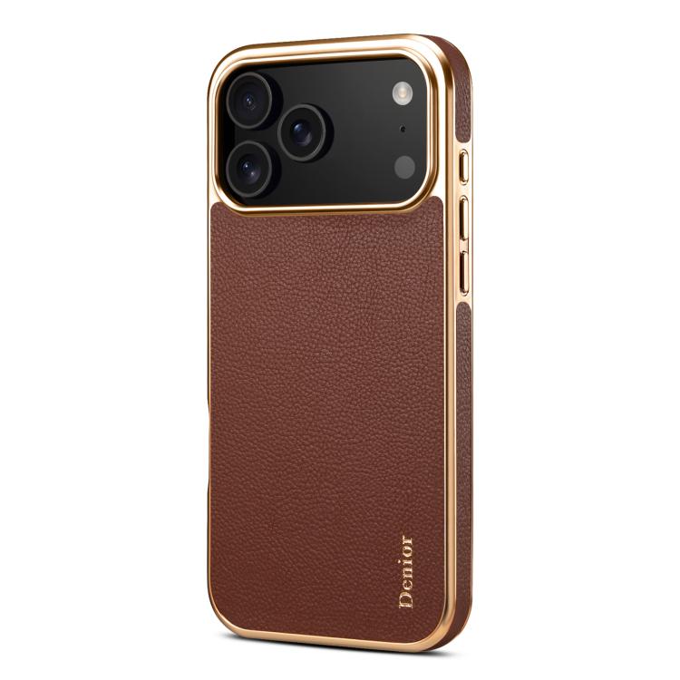 For iPhone 17 Pro Denior Cowhide Leather Plating Phone Case